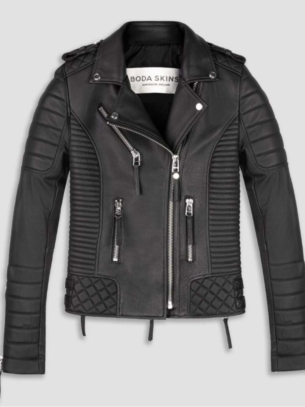 Boda Skins Women's Black Leather Biker Jacket